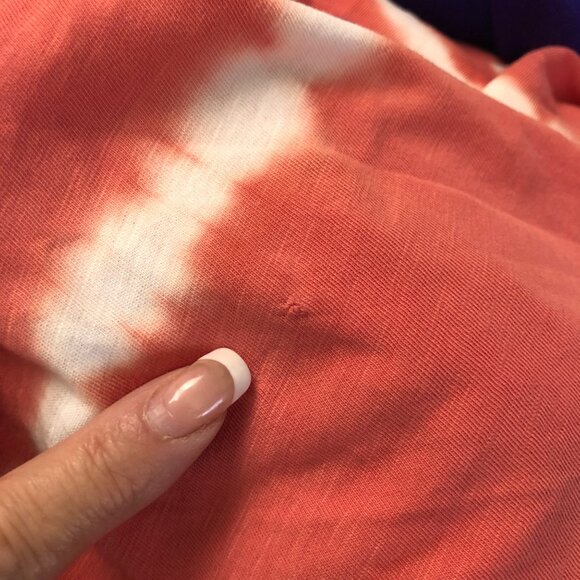 Maurices Top Womens Size Large Tie Dye V Neck Cotton Coral White Faux Wrap Shirt - Picture 8 of 9